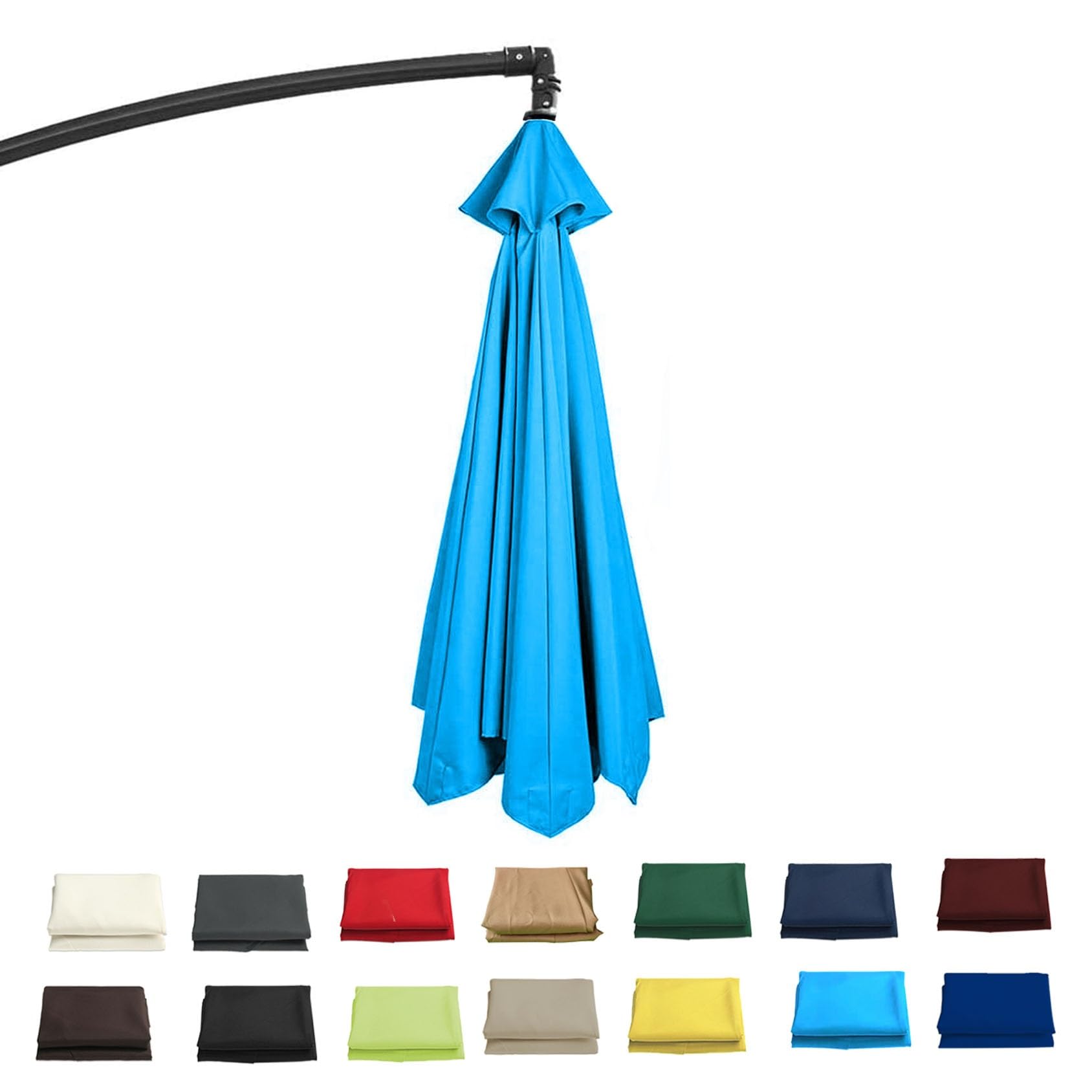 GZDXBF Sun Umbrella Replacement Cloth｜Replacement Parasol Cover｜200/230/250/270cm/300cm-6/8ribs｜Garden Parasol Canopy Cover Replacement (UV 50+ Protection)(Lake,6 RIBS: 300CM/9.8FT)