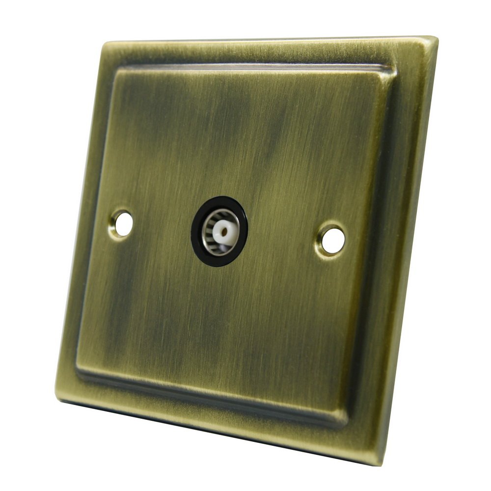 Vab1gtvbl Victorian Antique Brass Tv Single 1-Gang Aerial Coaxial Female Socket, 240 V 700461520399