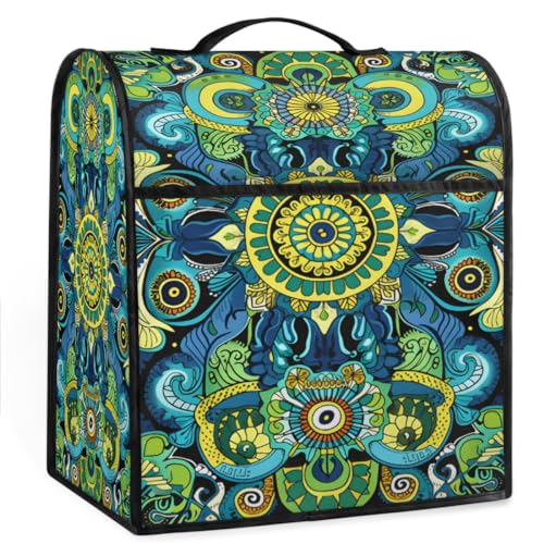 Coffee Maker Cover Ethnic Bohemian Mandala Kitchen Appliance Covers Small Appliance Covers Blender Cover Juicer Cover Dust Covers for Kitchen Appliances with Top Handle and Pockets,Washable,B434
