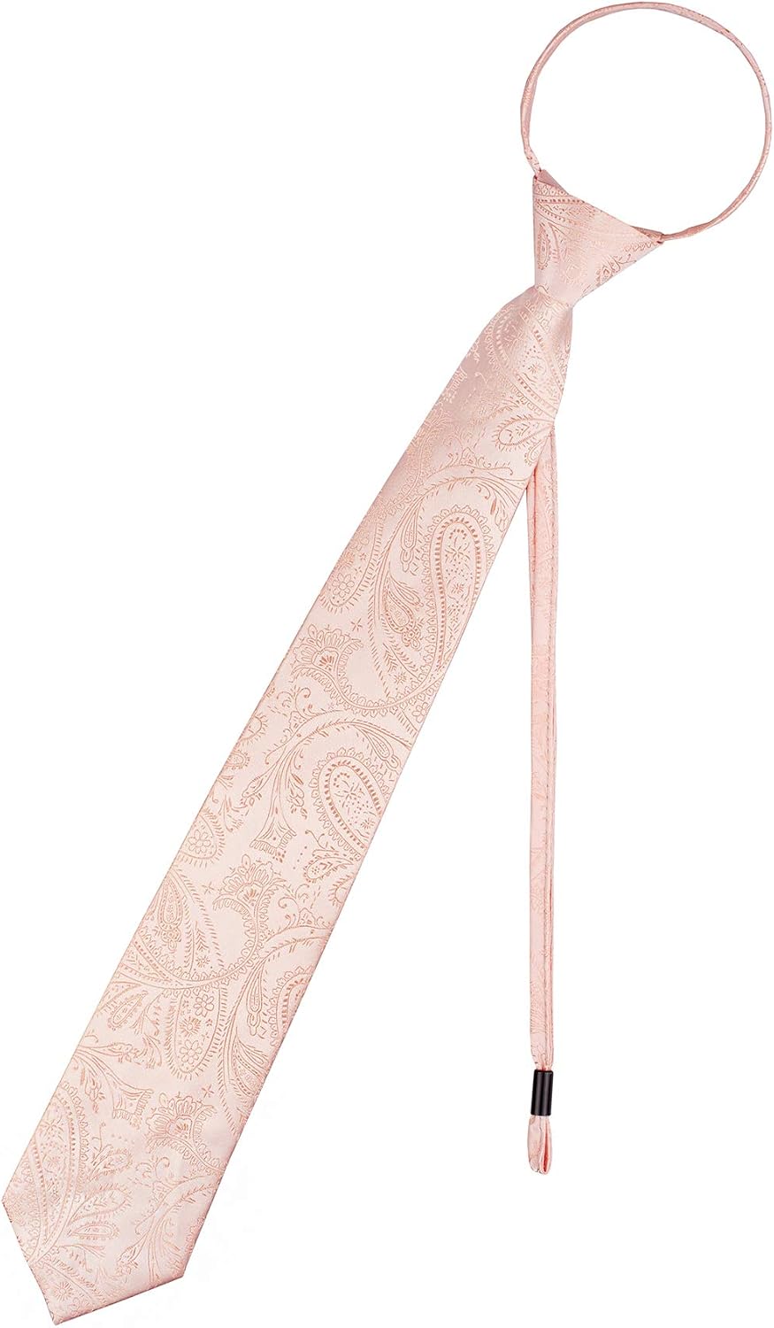 Vesuvio Napoli PreTied Men's PAISLEY Solid Color Adjustable Zipper Neck Tie