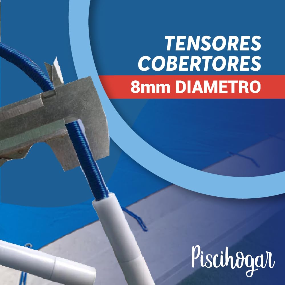 PisciHogar Pack 20 und. Tensores Lona de Piscina. Goma elástica de Gran Resistencia para el cobertor de Invierno. Regulables.