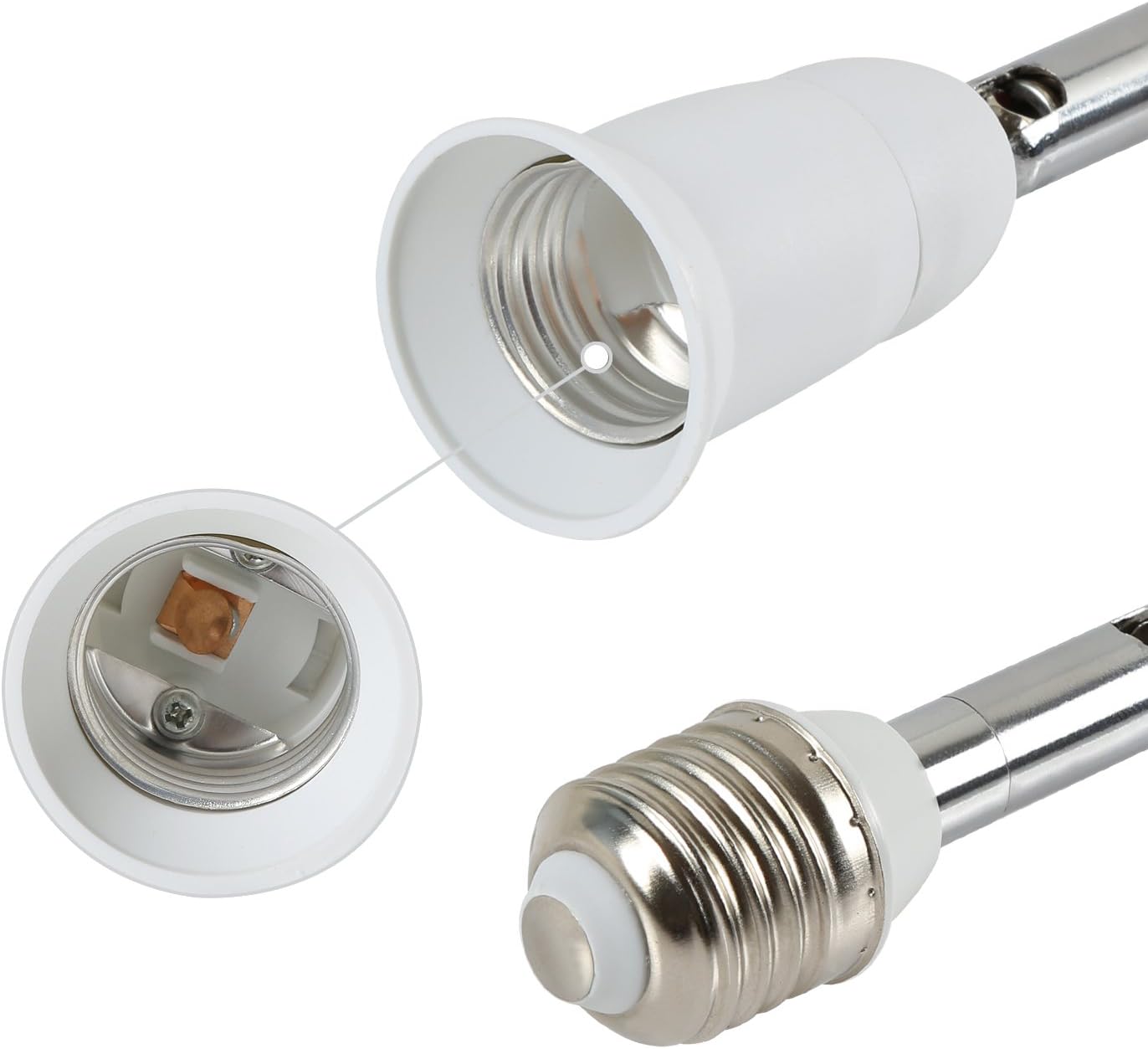 Electop Light Socket Extender 90 Degree Bending E27 to E27 Bulb Base Lamp Holder 180 Degree Adjustable Adapter