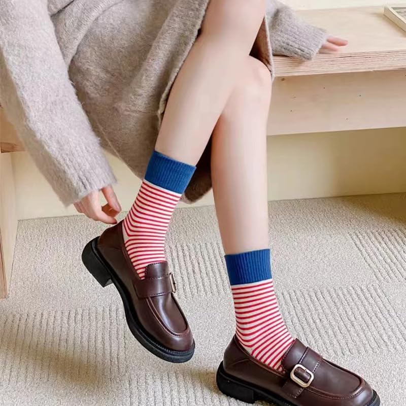 Image of Kelabia 6 Pair Cute Cotton Socks Kawaii Bear Ankle Preppy Ruffle Socks for Women Japanese Fall Vintage Crew Socks