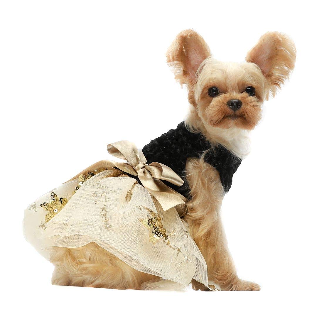 Fitwarm Valentines Day Embroidery Sequins Dog Dresses Tulle Pet Clothes