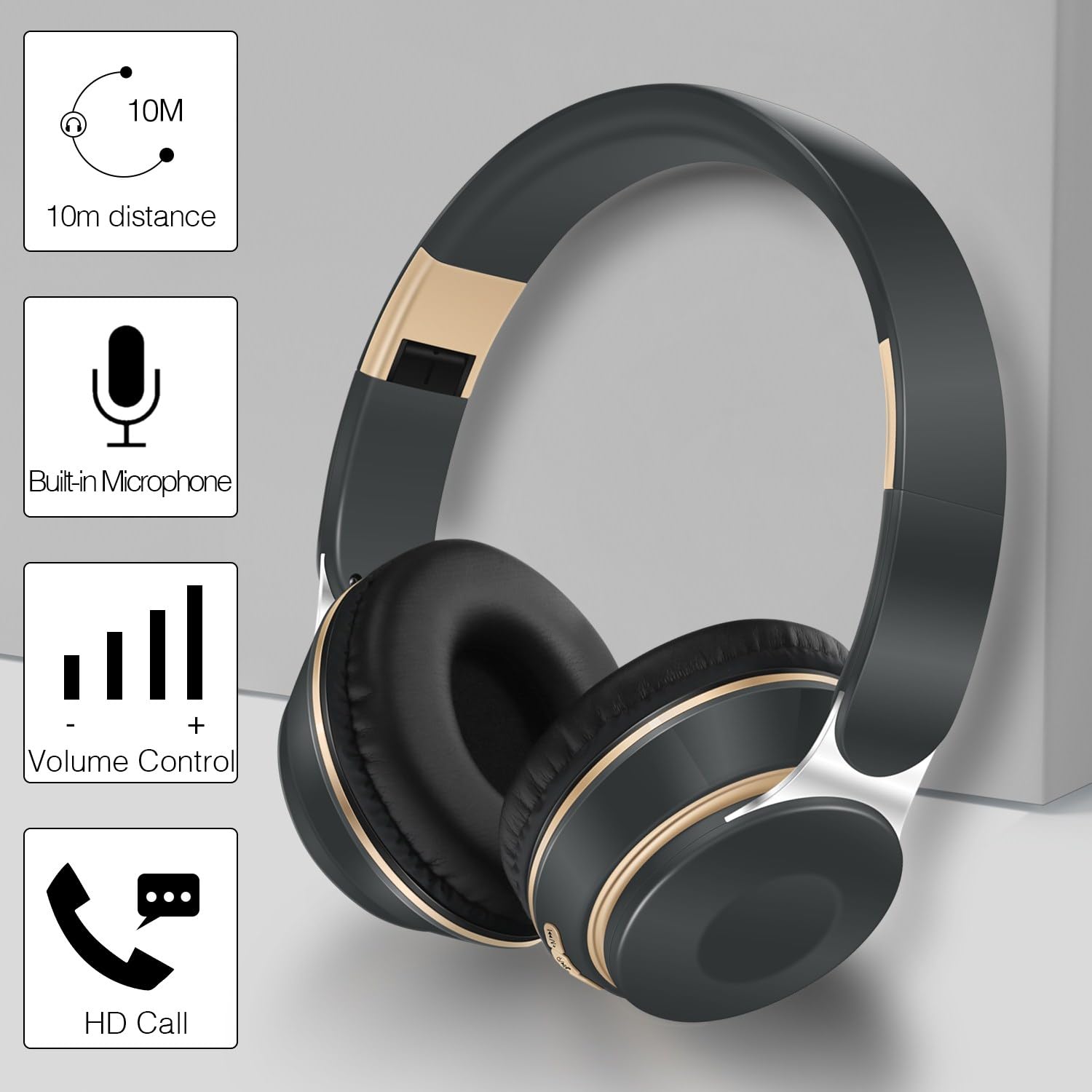RAT TAIL Auriculares Bluetooth, cómodos auriculares inalámbricos estéreo con micrófono, orejeras suaves/plegables/radio SD/TF/FM, tiempo de reproducción de 20 horas, ideal para