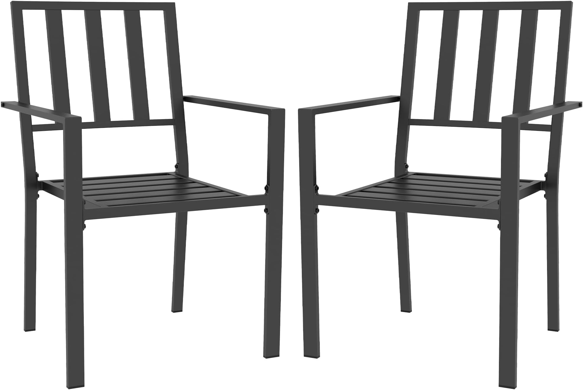 Outsunny Set of 4 Garden Chairs, Stackable Outdoor Chairs with Metal