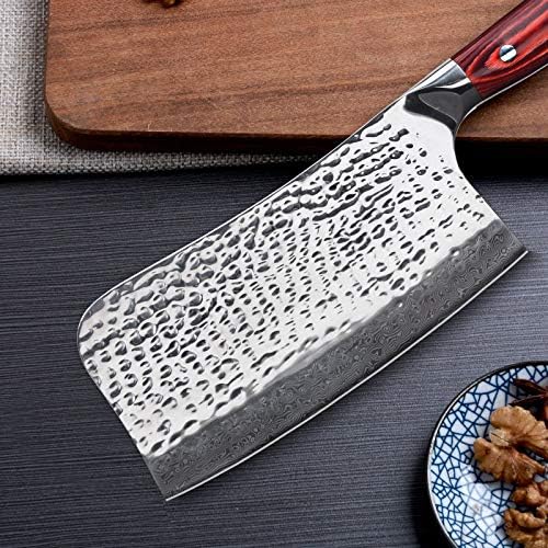Miniatura 4 de Cleaver Knife,Meat Cleaver, 7 inch 67 layers Damascus Chef Knife Butcher Knife Cleaver Chopper Damascus Steel Kitchen Knife with Redwood Handle