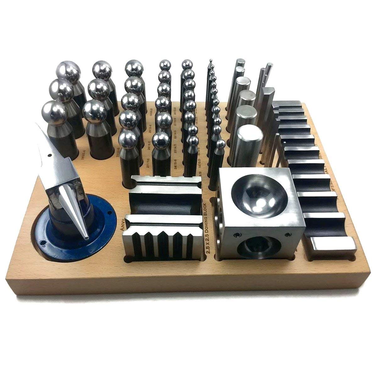 Jewellers Tools 56pc Jumbo Doming Set : Steel Block Swage Punch Set Made Of Steel Dapping Die (10880)
