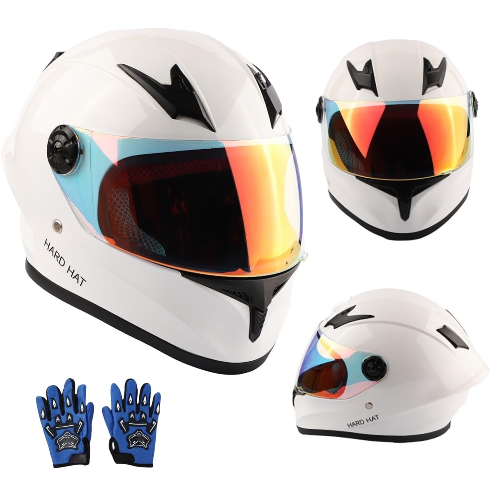 Kask dziecięcy z integralną maską na twarz, homologacja ECE 2205, mały kask dziecięcy do rowerów elektrycznych, skuterów, skuterów i motorowerów, kask dziecięcy z rękawiczkami 9,S (47-48 cm)