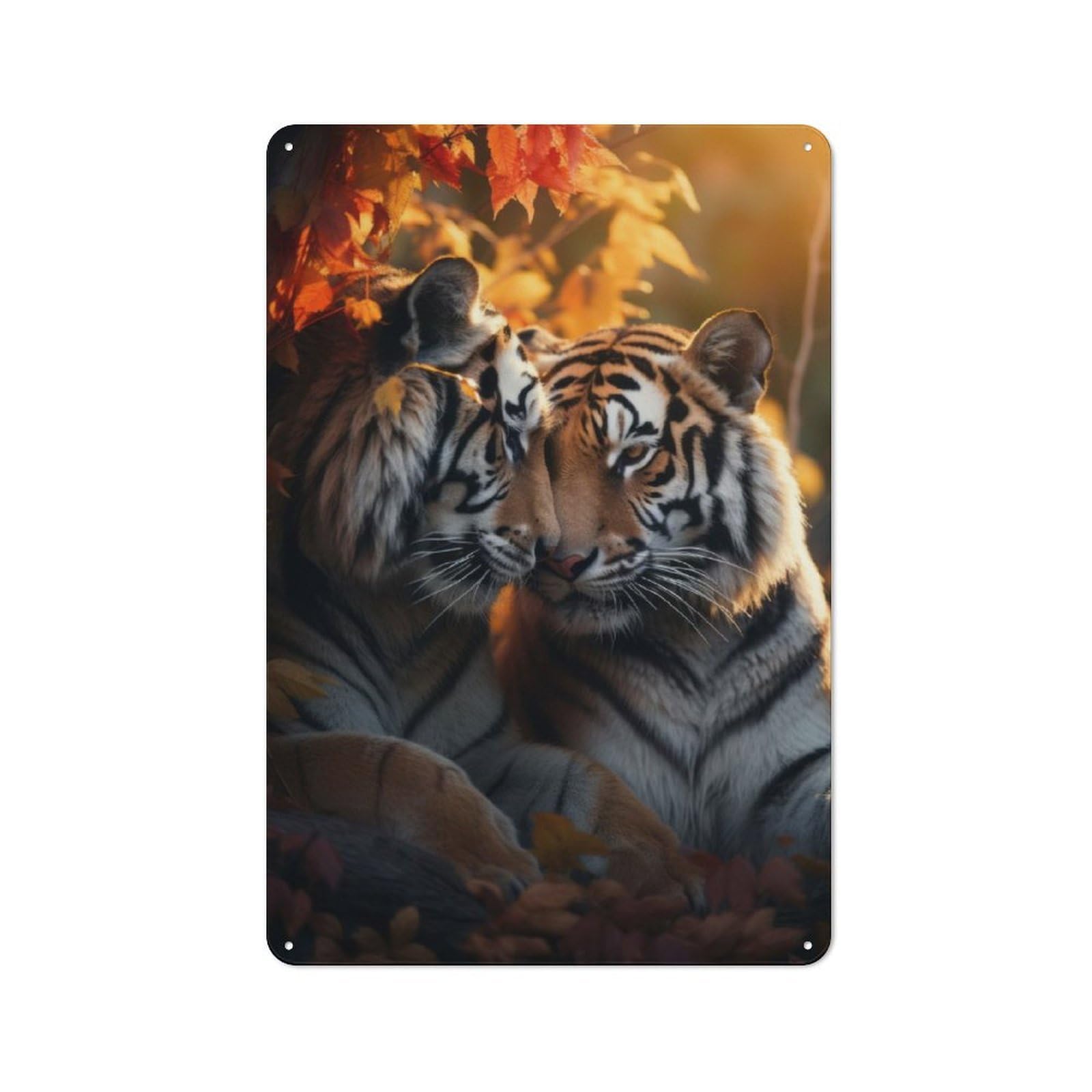 Junmoney Valentines Day Tigers Love Retro Metal Sign With Design 30X20cm, Retro Old Style Wall Plaque For Kitchen, Hallway, Bar Or Small Cafe