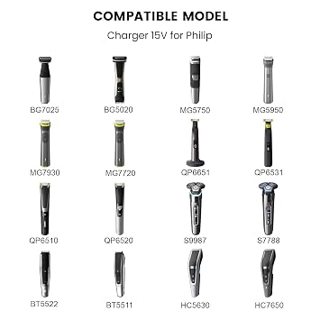 Newding 15V Compatible with Philips Norelco Charger, HQ8505 Razor Power Cord for (Older Shaver) Series 3000 5000 6000 7000 9000, Multigroom MG5750 MG7750 MG7770 MG7790 BodyGroomer BG7030 BG7040 BG5025