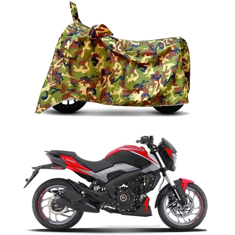 Image of Waterproof 100% PVC Coated Bike Scooty Two Wheeler Body Cover Compatible for Bajaj Dominar 250 BS6 /UV-Rays /Heat Protection /Birds Dropping /Scratchproof /Dust Proof [6X6 Jungle Print]