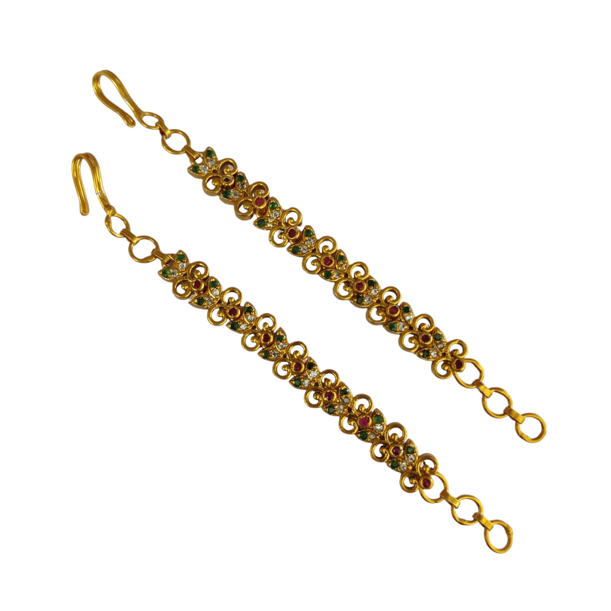 Brass Gold Plated Twilight Mirage Matil - Red-Green-White Matte Plated Black with Cubic Zirconia/American Diamond | Versatile Accessory Suitable For Various Occasions - Free Size-image-44