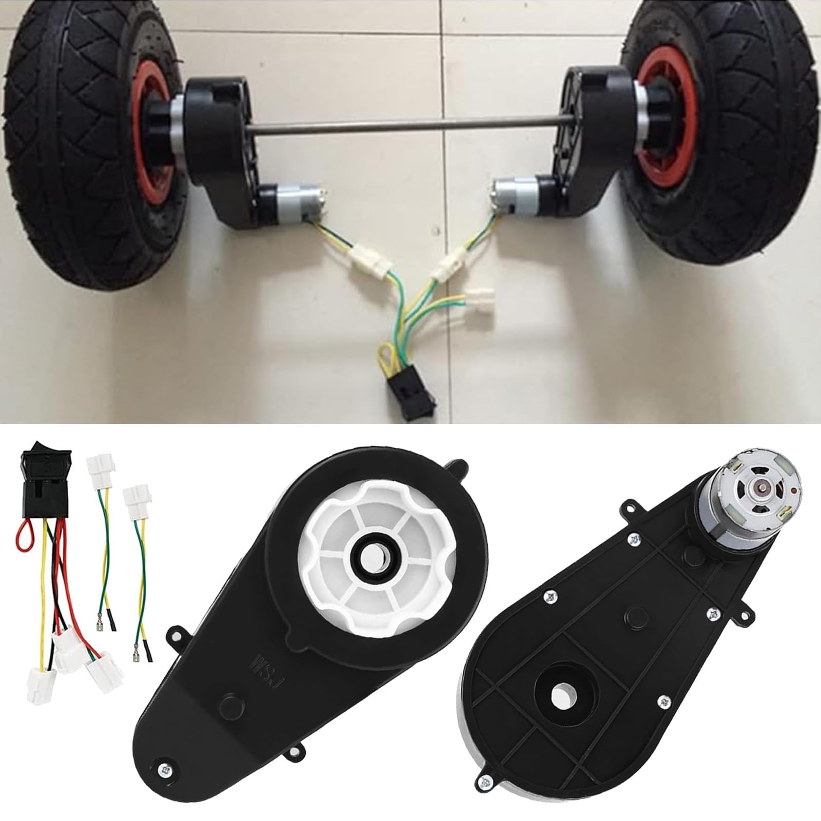 2 piezas de motor eléctrico RS550 12V 40000RPM, motor eléctrico y caja de engranajes para coche de niños, piezas de repuesto para coche eléctrico de niños