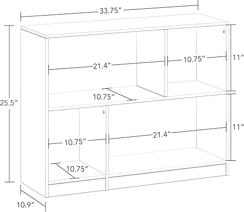 Miniatura 3 de RiverRidge Estantería horizontal para niños con cubos y 2 unidades, color blanco con 2 contenedores negros