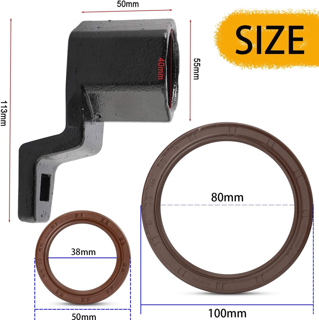 50mm Crankshaft Crank Pulley Wrench Holder Tool Removal Holding Spanner and 91214-PLE-003 Oil Pump Front Rear Crankshaft Seal for Honda and Acura Engines #91212-PR3-003