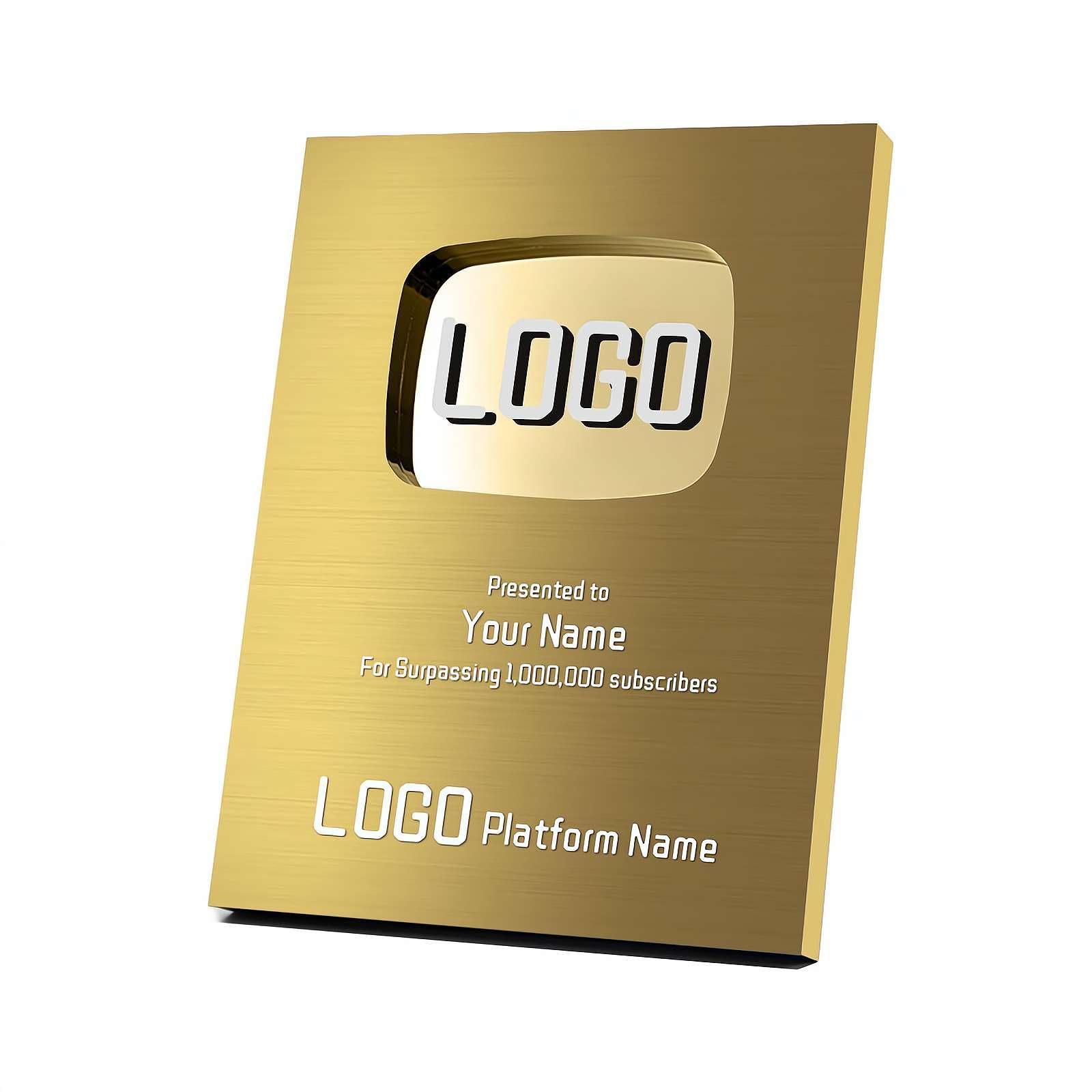 BQLQBQLQ Personalized Customizable YouTube YT Play Button/Playbutton for Creators Subscriber Award Milestone Plaque,Creative Metal Medal Prizes Entertainment Games Youtubers Blogger Souvenir Gifts 1pcs Golden