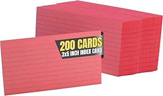 1InTheOffice Ruled Red Index Cards 3x5, Cherry Red, 200/Cards