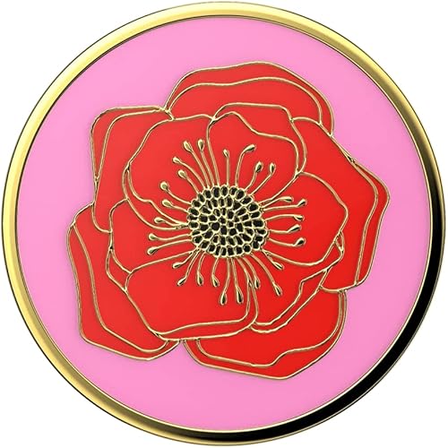 Miniatura 2 de PopSockets PopGrip con tapa intercambiable para teléfonos y tabletas - amapola grande esmaltada