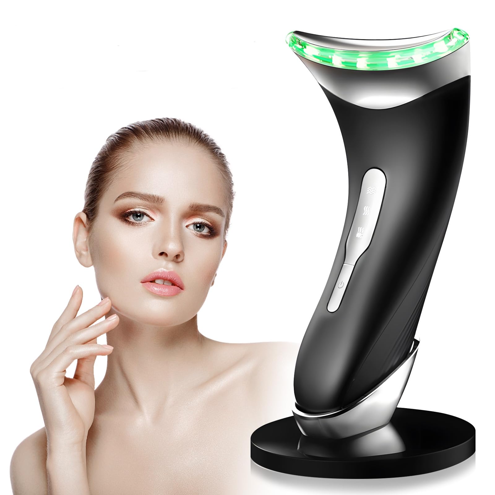 Anluomania Appareil Massage Visage Anti Rides, Appareil de Beauté, Appareil Massage Visage 3 Modes, avec Lifting EMS Massage, Thermique à 45℃, Pour Raffermissement du Visage et du Cou