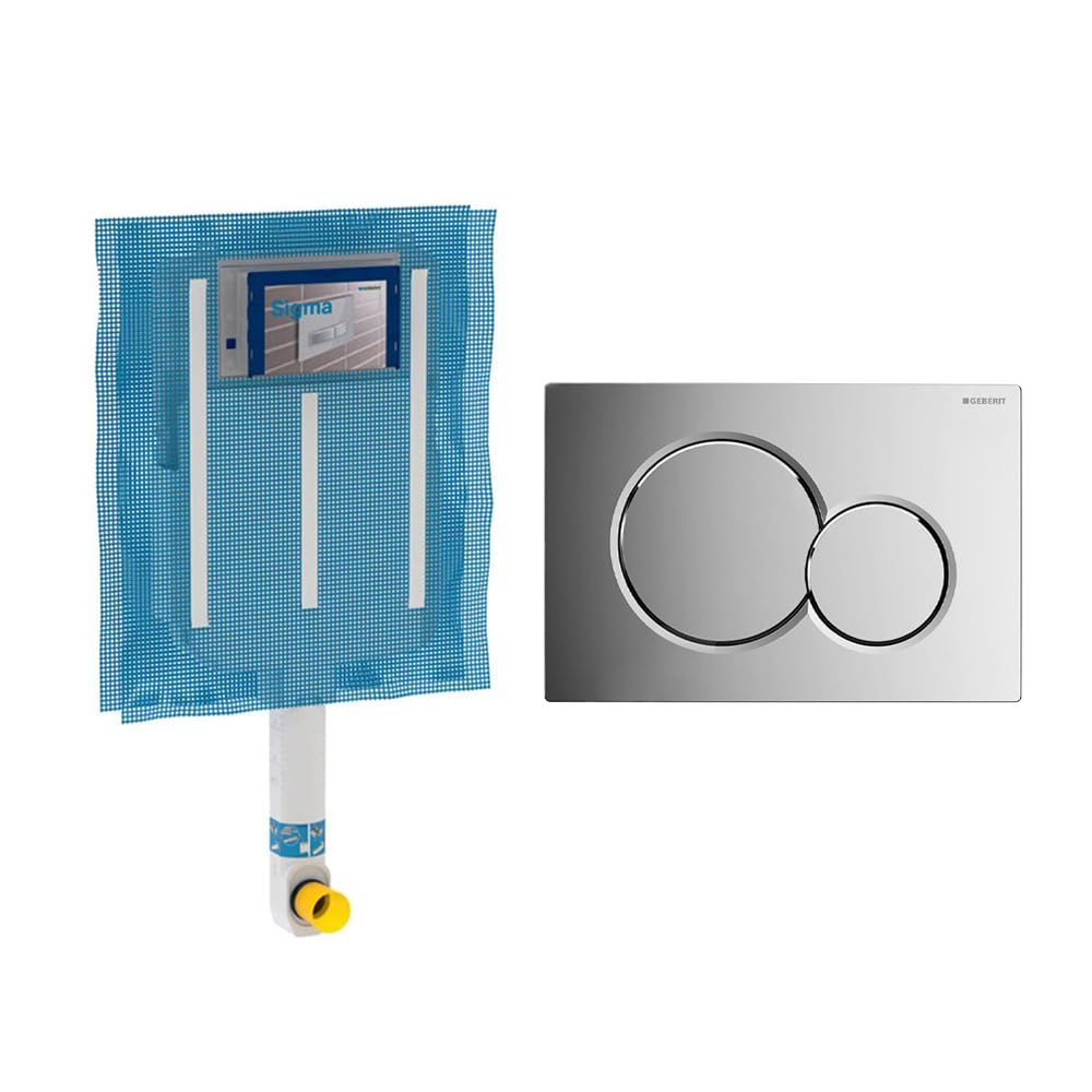 Cassetta Scarico WC Incasso Geberit Per Muratura (WC A Pavimento) - Doppio Scarico Regolabile (6/3 L) - INCLUSA Placca Di Comando Doppio Tasto Cromata