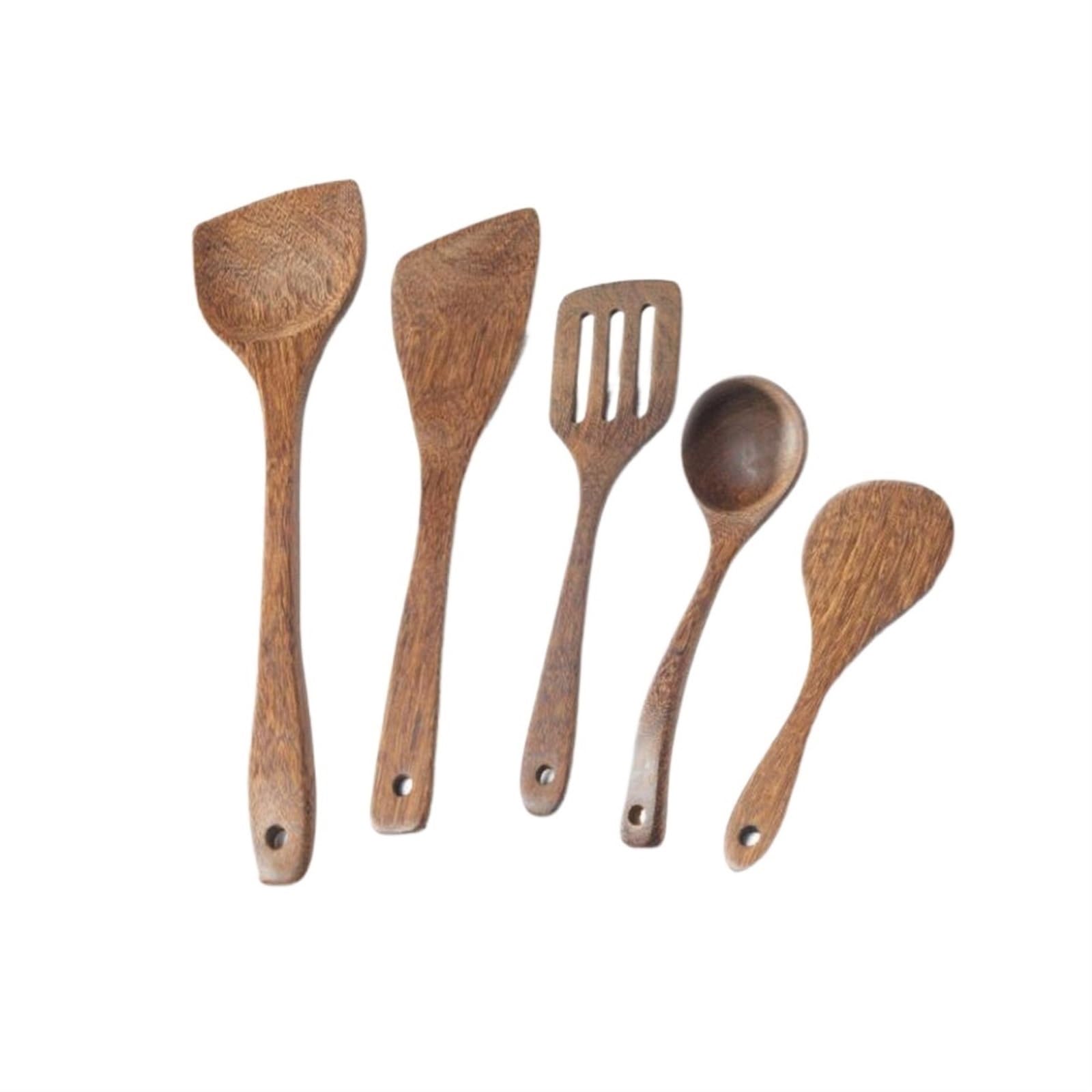 Kochlöffel Spatel Holz Gadgets Kochutensilien Küche Kochgeschirr Backgeschirr Werkzeuge 5 Stück Sets