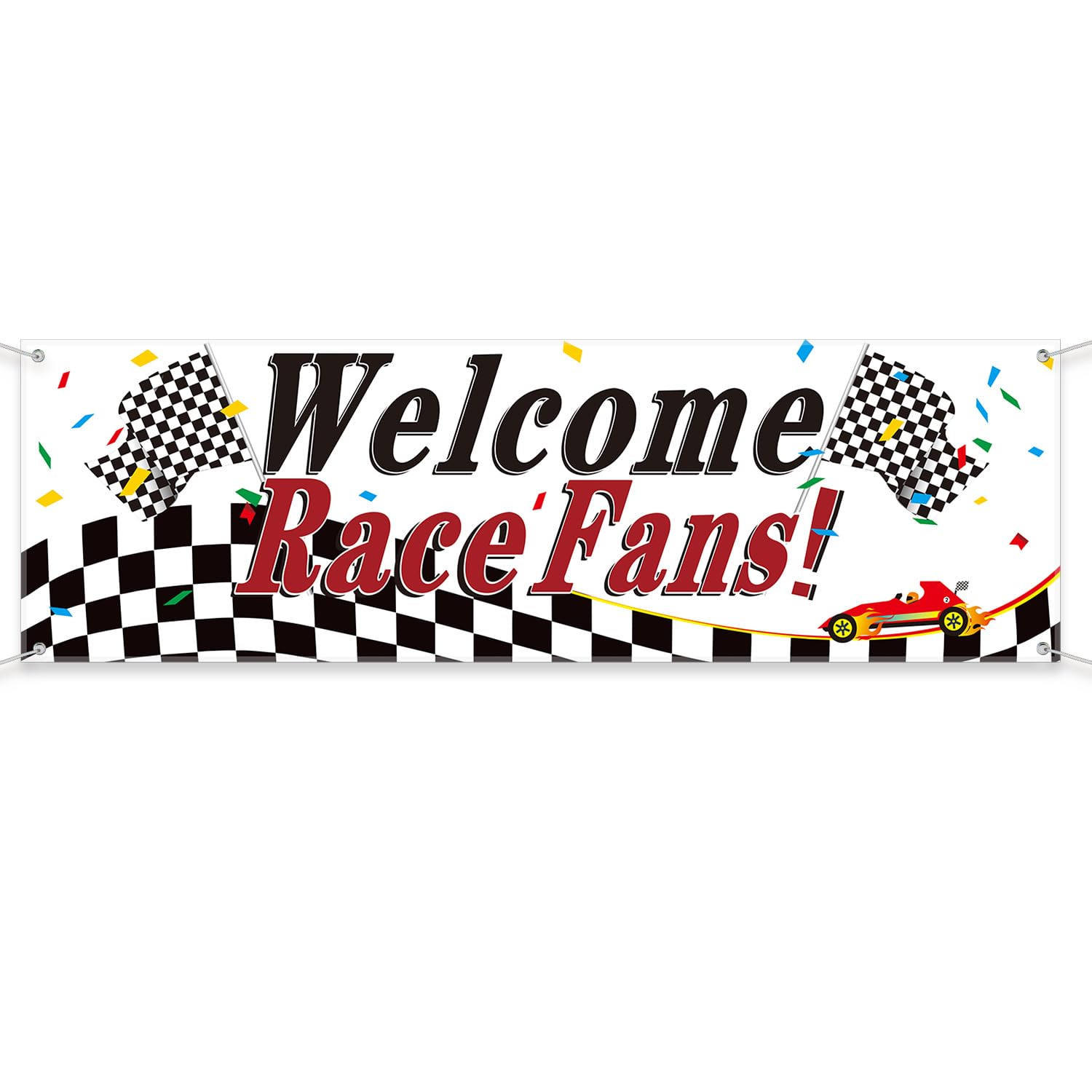 Blulu Racing Party Decorations Welcome Race Fans Banner Racing Party Suppliers Race Car Banner Garland Backdrop Photo Booth Props Car Birthday Decorations