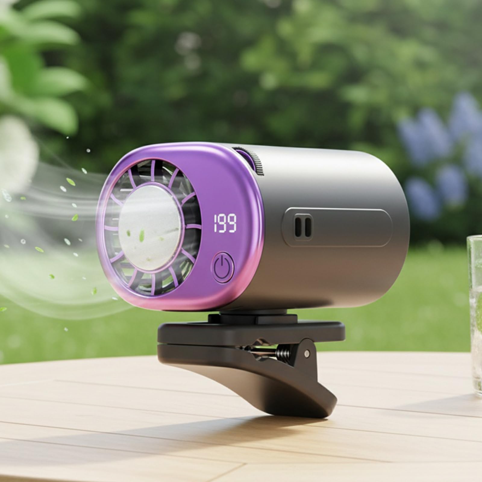 Ventilador de Aire Acondicionado en Clip para Coche 2026 con Pantalla LED, Rotación de 360°, Recargable por USB, 199 Niveles de Velocidad, Semi-Enfriamiento a 16°C, Abrazadera Ancha