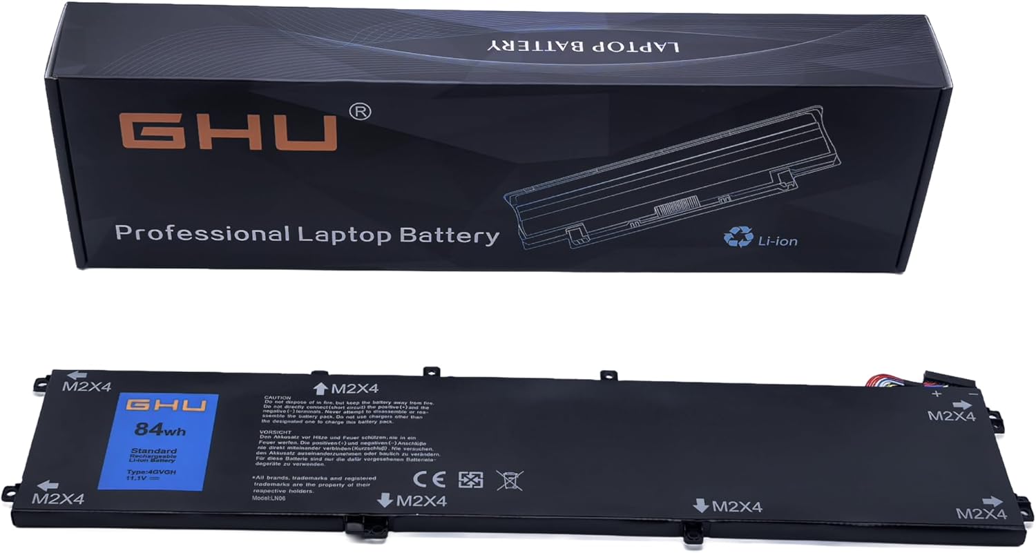 GHU 4GVGH Battery Compatible with Dell Precision 5510, Dell XPS 15 9550 - Premium 84Wh, UL Tested, Fast Charging, 1P6KD and -Free Return