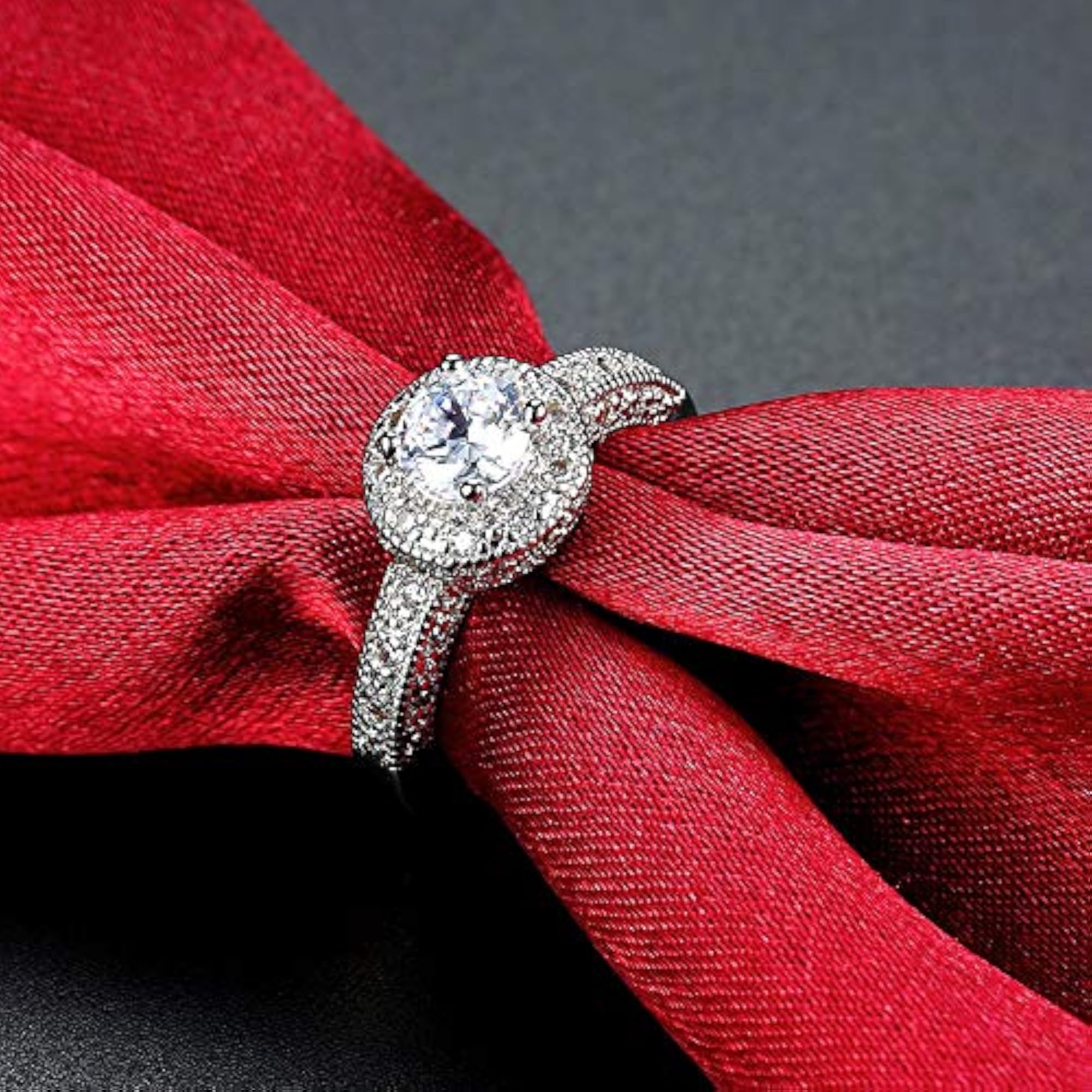 A5 Crystal Royal Queen 925 Sterling Silver Plated Ring(Silver)