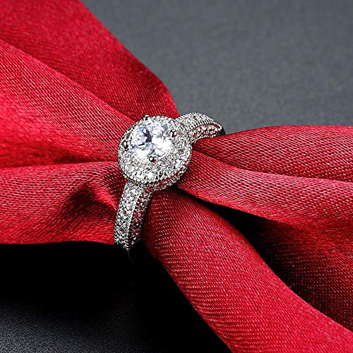 A5 Crystal Royal Queen 925 Sterling Silver Plated Ring(Silver)