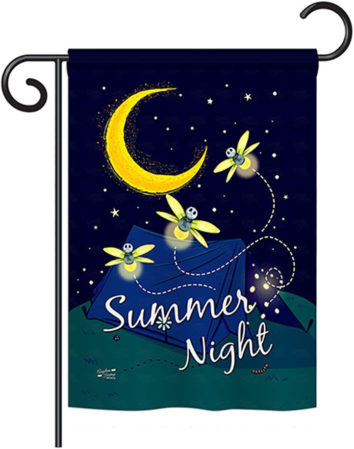 Summer Fireflies Garden House Flags Set Outdoor Camping Rustic Camper RV Trailer Adventure Camp Site Campfire Small Decorative Gift Yard Banner Made In USA 28 X 40
