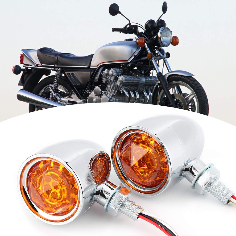 Clignotant, 2 pièces LED Clignotant Galvanoplastie Indicateur de Direction Moto Lampe De Virage 10mm Boulon De Fixation Filetage