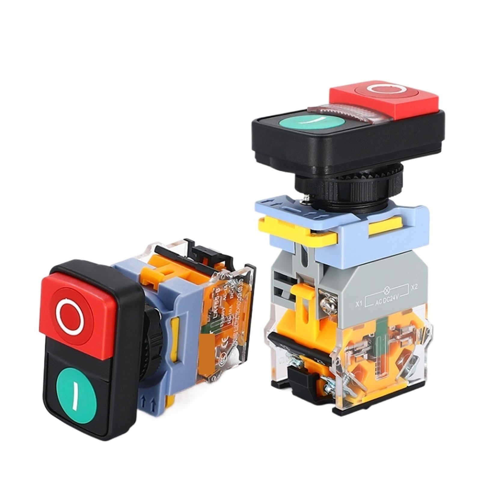 1 interruptor LED de 220 V y 12 V, doble botón pulsador 1NO1NC de 22 mm, interruptor de encendido y apagado, interruptor de encendido y apagado con luz 2NO(2NO Without Light,110V)