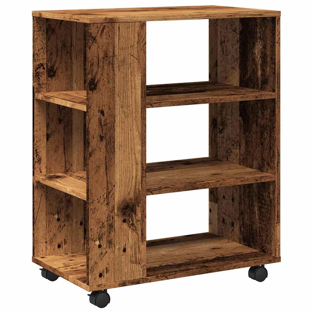 Mobiletto con Ruote Legno Antico 60x35x75 cm Truciolato