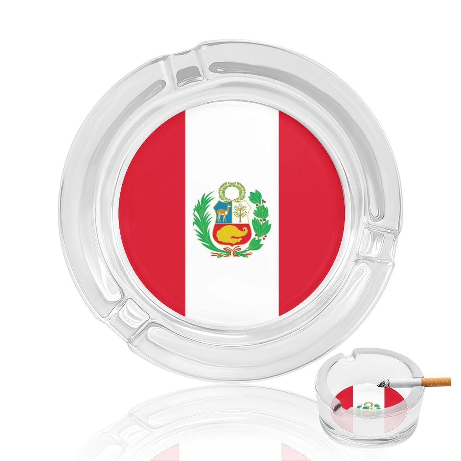 Nclqvjxzkhw Style Peru Flag Glass Ashtray Round Ash Tray Smoking Trays For Home Garden Outdoor