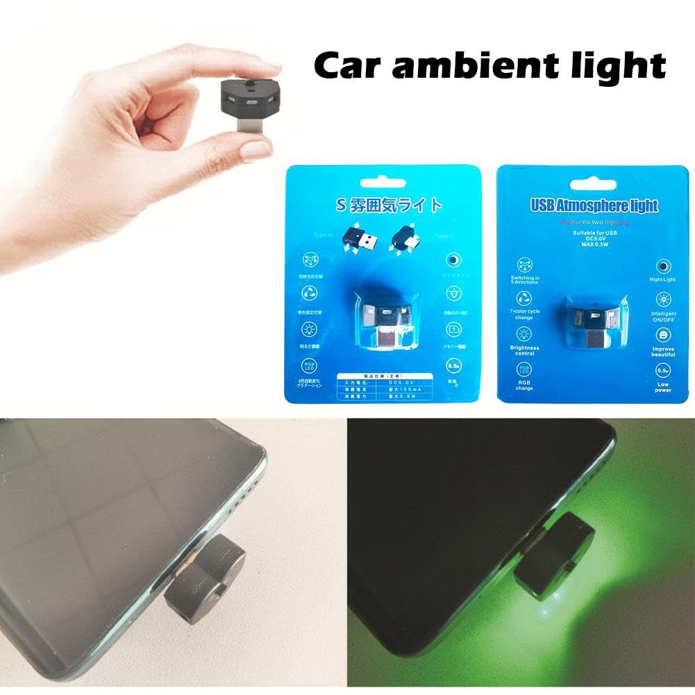 Luce LED Atmosferica Con USB-C - 8 Colori Regolabili Per Auto E Casa