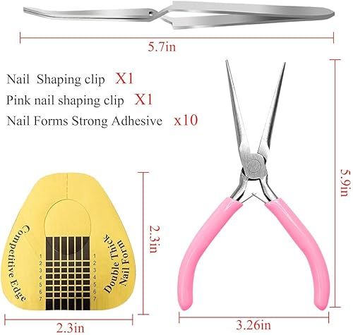 Miniatura 8 de Puntas de gel acrílico UV, pinzas para escultura, pinzas para uñas, juego de pinzas de acero inoxidable, herramientas de arte de uñas para manicura,