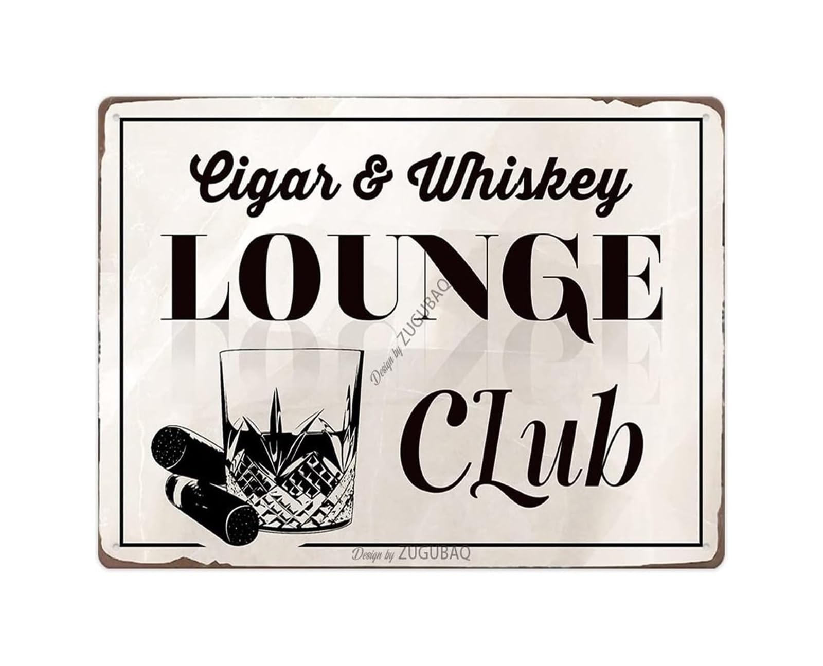 CBQZCHWDKT Rustic Pub Metal Tin Sign Featuring Cigar and Whiskey Motif Retro Wall-Art for Man Cave Garage Basement Home Bar or Lounge Decor 8 X 12 inch