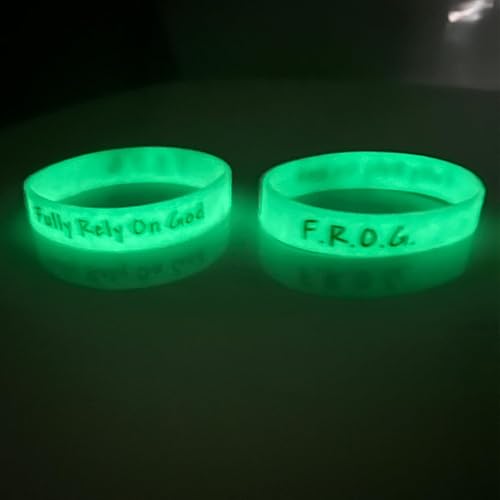 Miniatura 5 de Biblebanz F.R.O.G. Pulseras que brillan en la oscuridad Pulseras totalmente confiadas en Dios (paquete de 50) pequeñas de 7 pulgadas