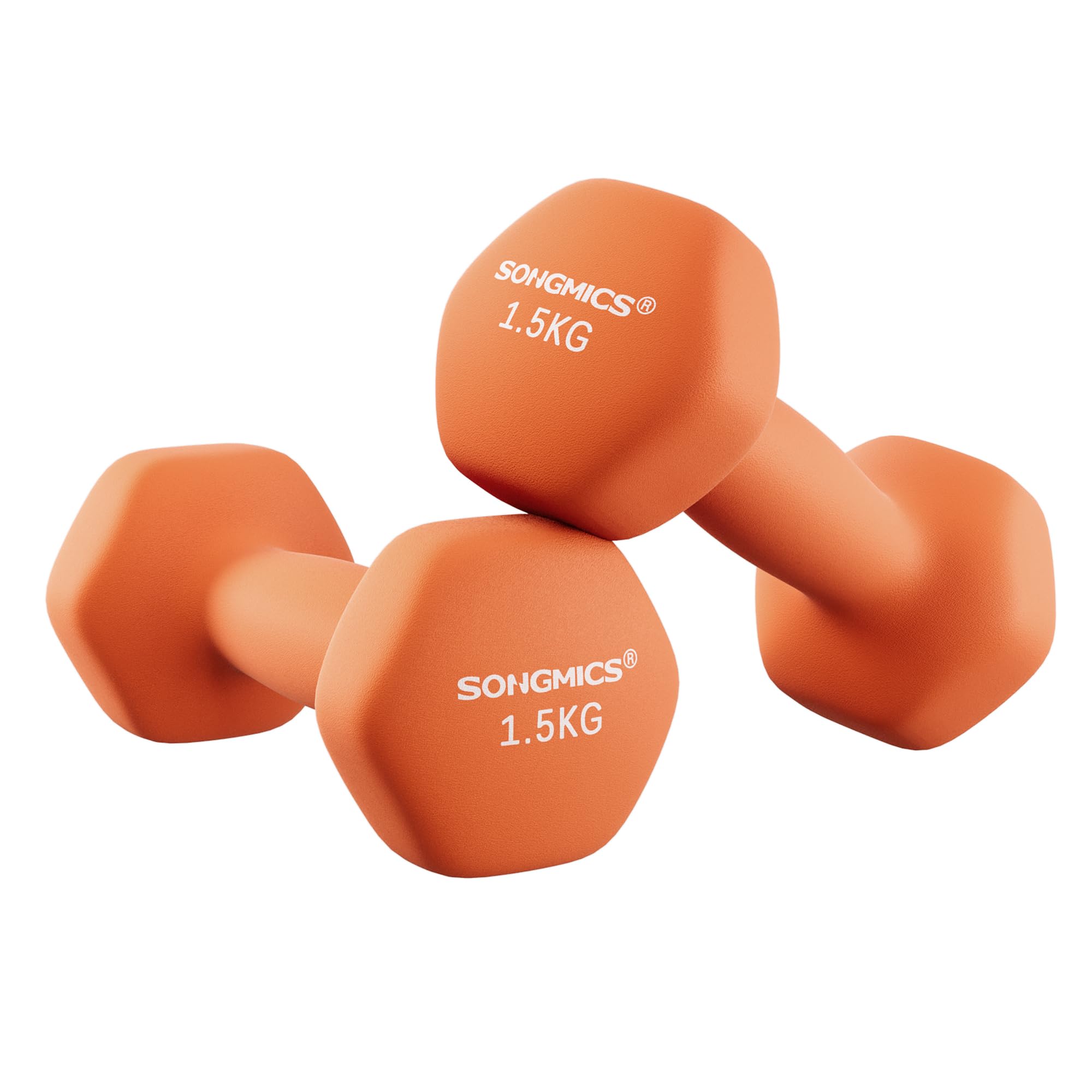 SONGMICS Set di 2 manubri, manubri corti, esagonali, rivestimento in neoprene, allenamento della forza, allenamento, fitness, per la casa