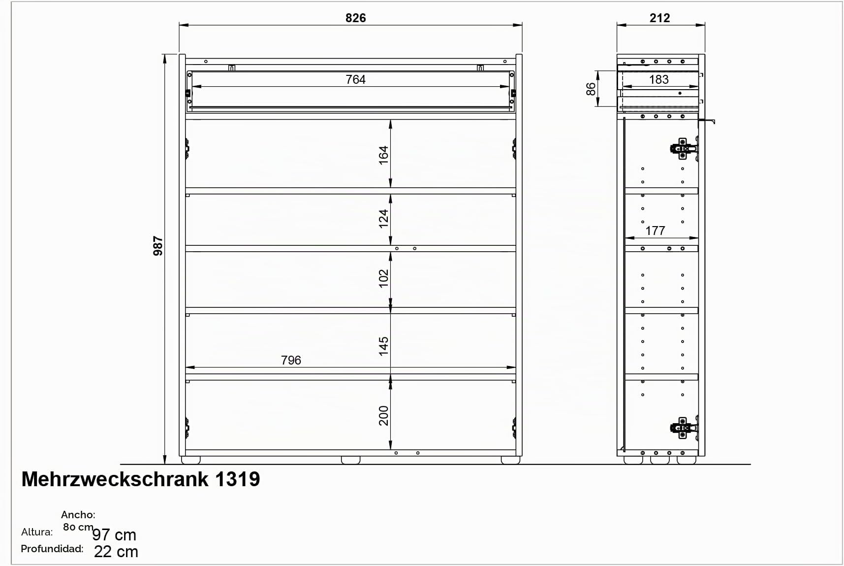 Germania Armario Zapatero 1319-629 GW-Ameca, en Verde Pardo/Roble navarra, con amortiguación en Las Puertas, 83 x 99 x 22 cm (Ancho x Alto x Profundidad)