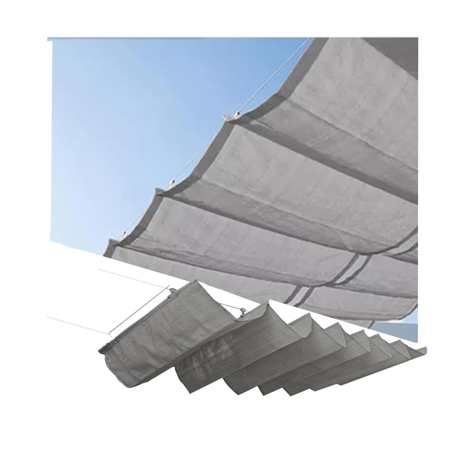 KLGFBDC Retractable U-Shaped Wave Awning - Outdoor Pergola Shade Cover 1M x 10M (3.28ft x 32.8ft) - Perfect for Balcony Deck Patio Sunshade Protection