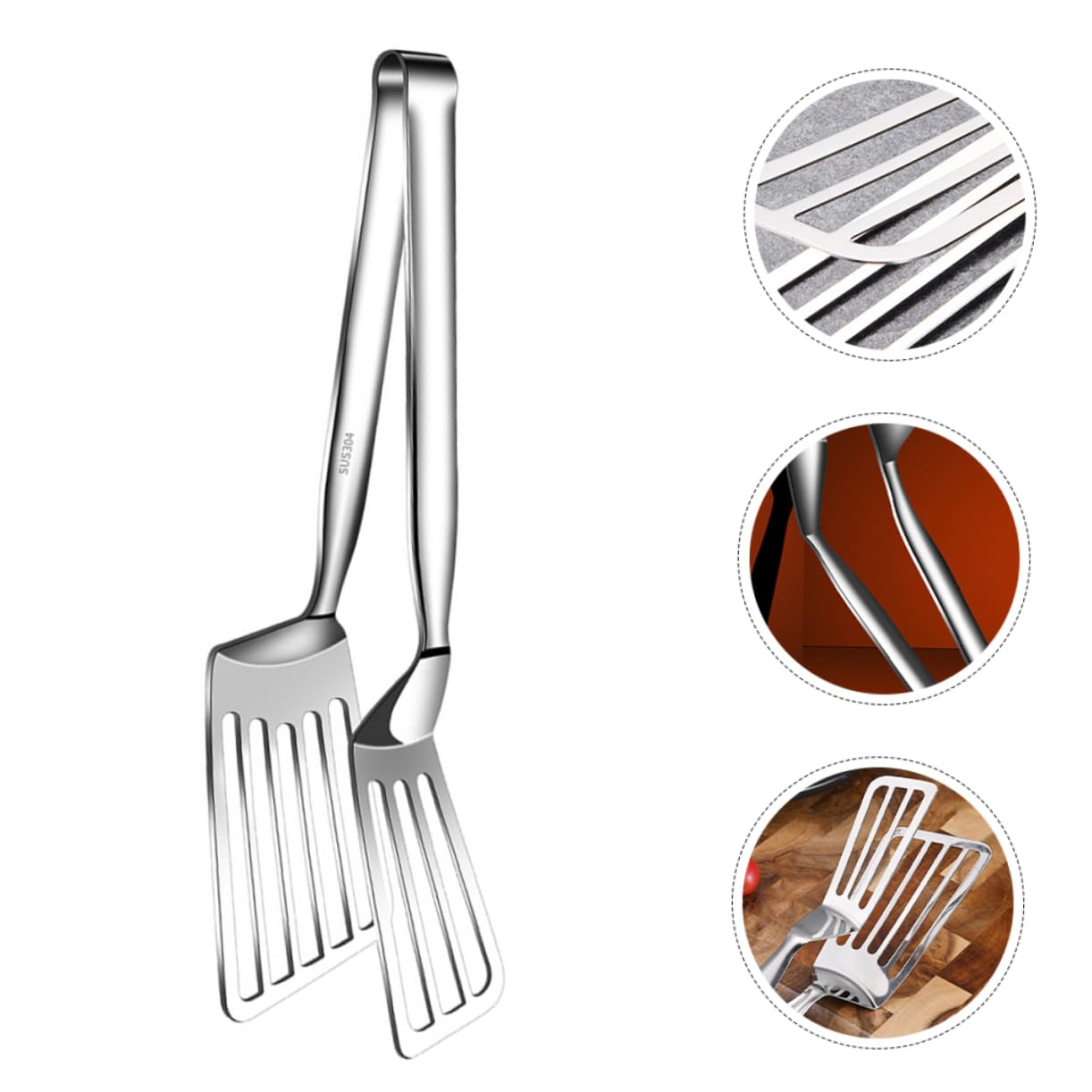 MAGICLULU 4 Stück Gebratener Fisch Mit Umdrehbarem Fischspatel Klemmzange Gadget Kochschaufel Küchenutensilien Umdrehbarer Pfannenwender Pfannkuchenwender Aus Edelstahl 304