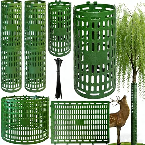 10PCS Plant and Tree Trunk Protector Guard Garden Protection Tree Wraps Cages with Zip Ties Expandable Plastic Protectors Tube from Trimmers Mowers Nursery Mesh Bark Protector for Saplings Shrubs
