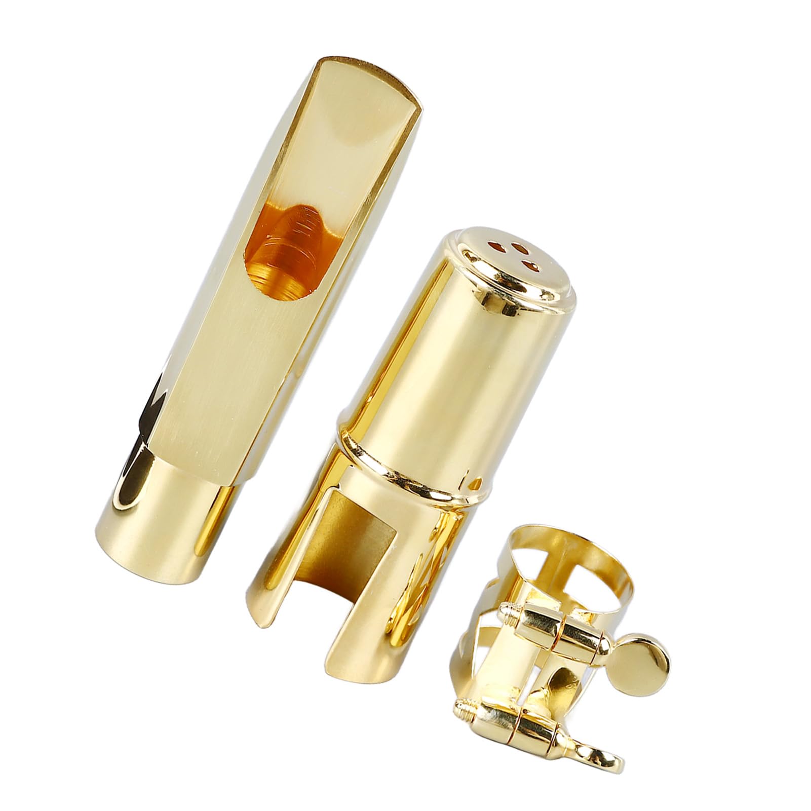 Boquilla para saxofón alto, color dorado, kit de boquilla multifuncional para saxofón para práctica (8C)