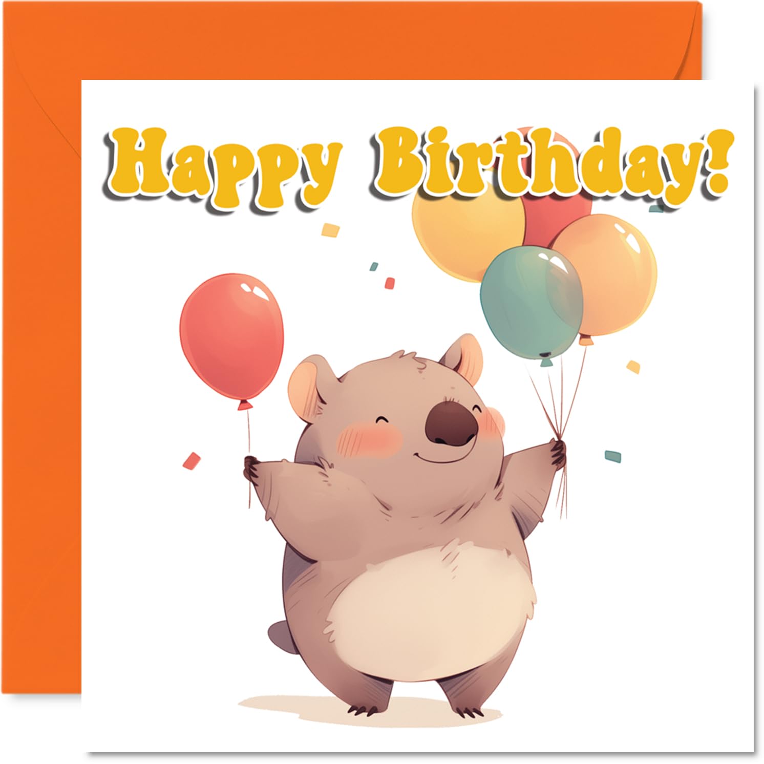 Wombat Birthday Card - Balloon Animals - Happy Birthday Cards for Son Daughter Brother Sister Grandson Granddaughter Niece Nephew Cousin, 145mm Bday Greeting Cards