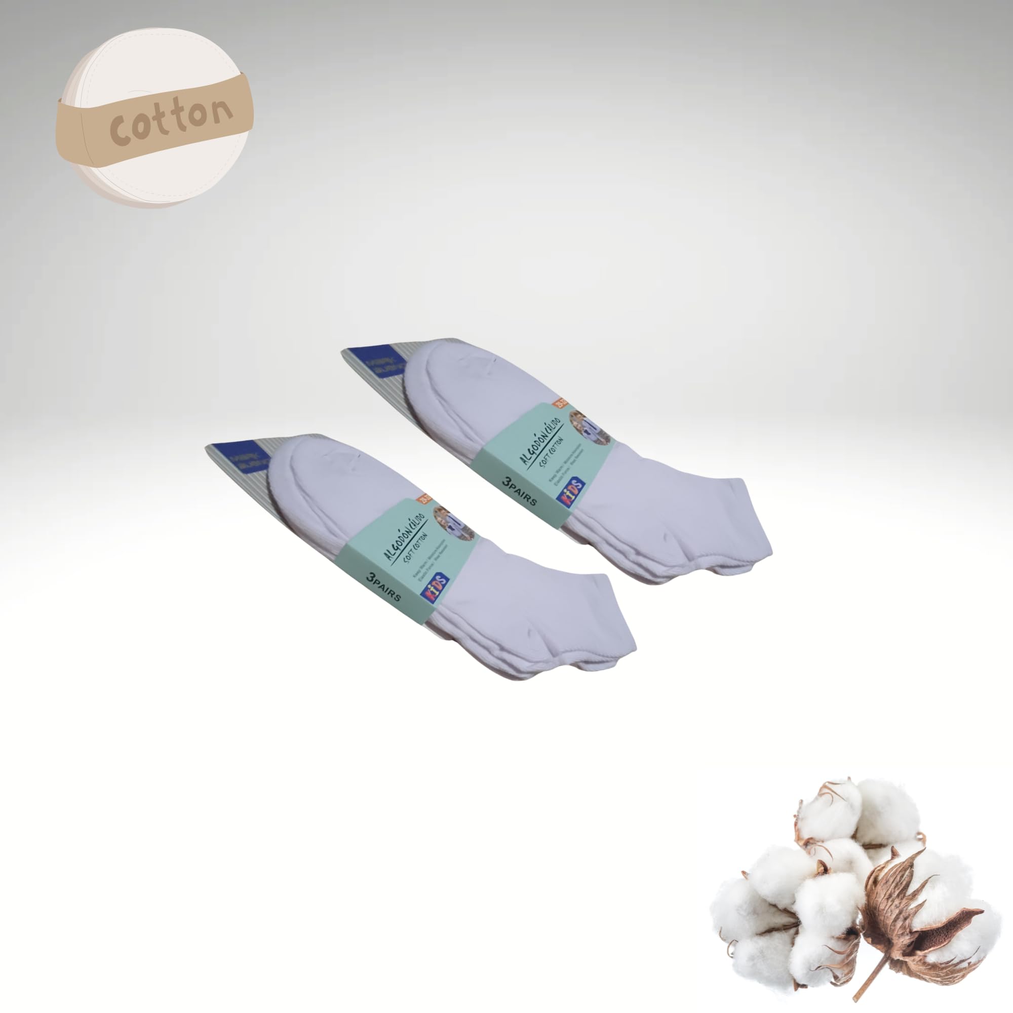 (6 pares) calceltines escolares para niña-niño blancos de algodon uso colegio, deportes, casual unisex, calcetin para uniforme escolar semialtos, medias (FR/ES, Números, 12, Regular, BLANCO 29-32)