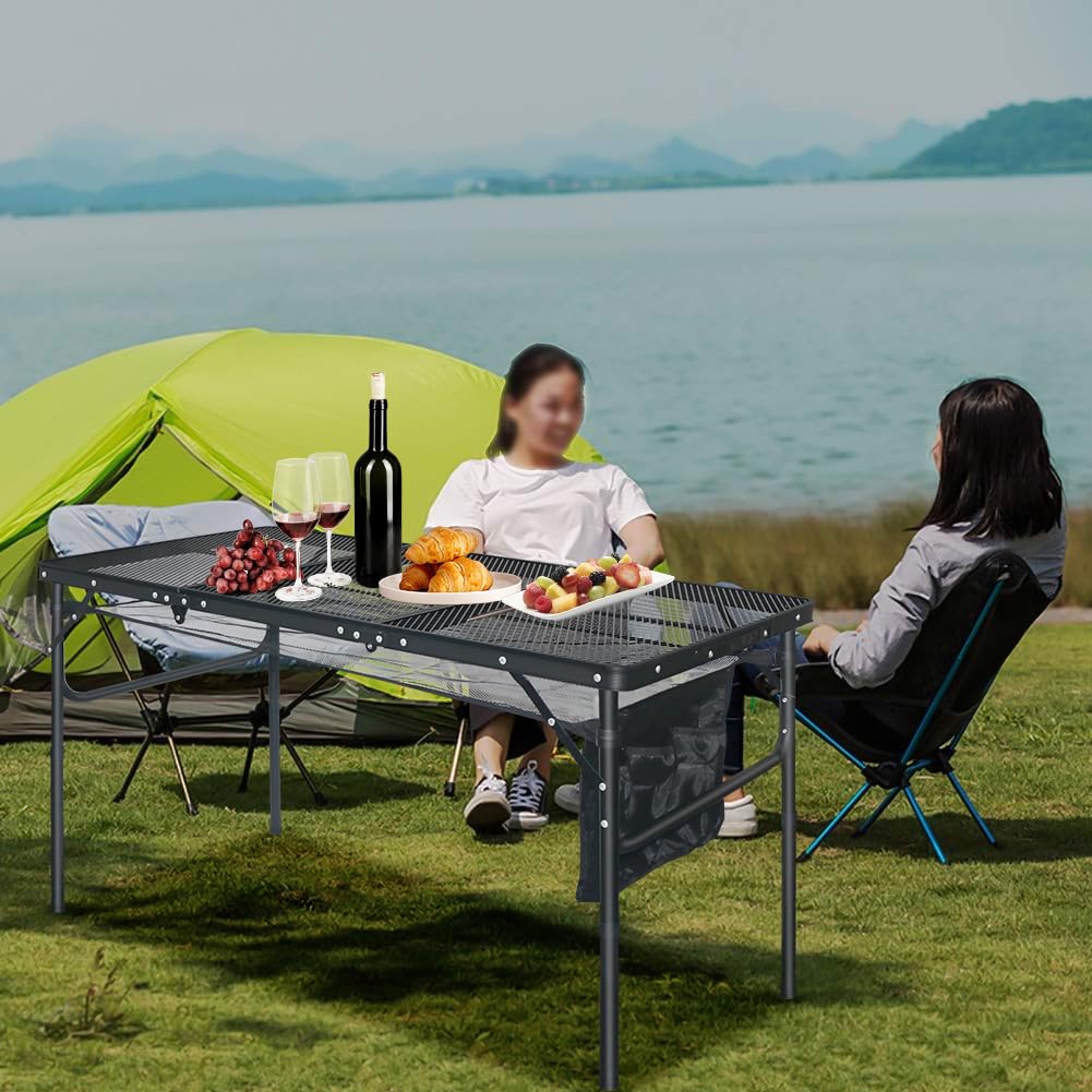 Tavolo Da Campeggio Pieghevole In Alluminio Portatile – Altezza Regolabile 42/66 Cm, Impermeabile, Con Borsa, Per Picnic E Spiaggia