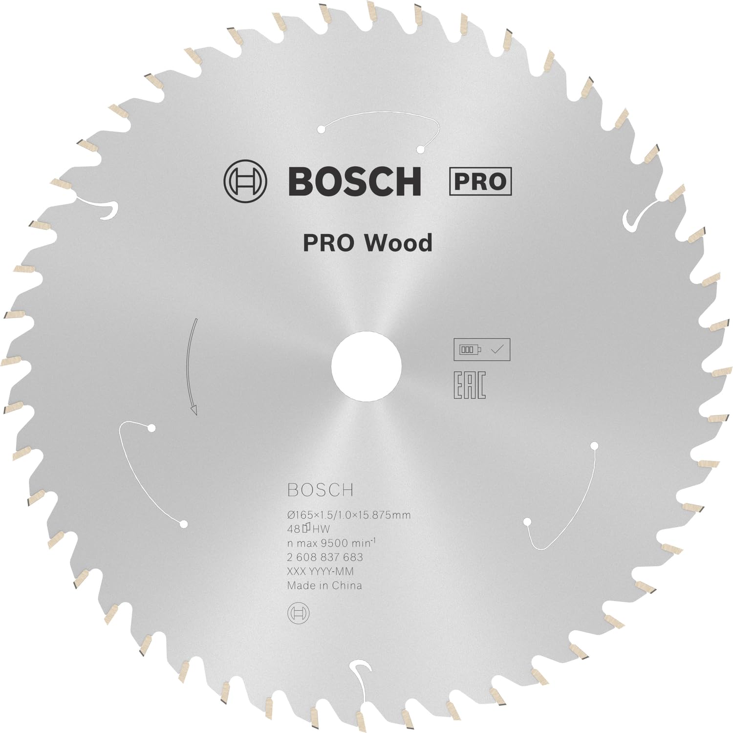 Bosch PRO Cordless Wood Cutting Circular Saw Blade 165mm 48T 15.875mm